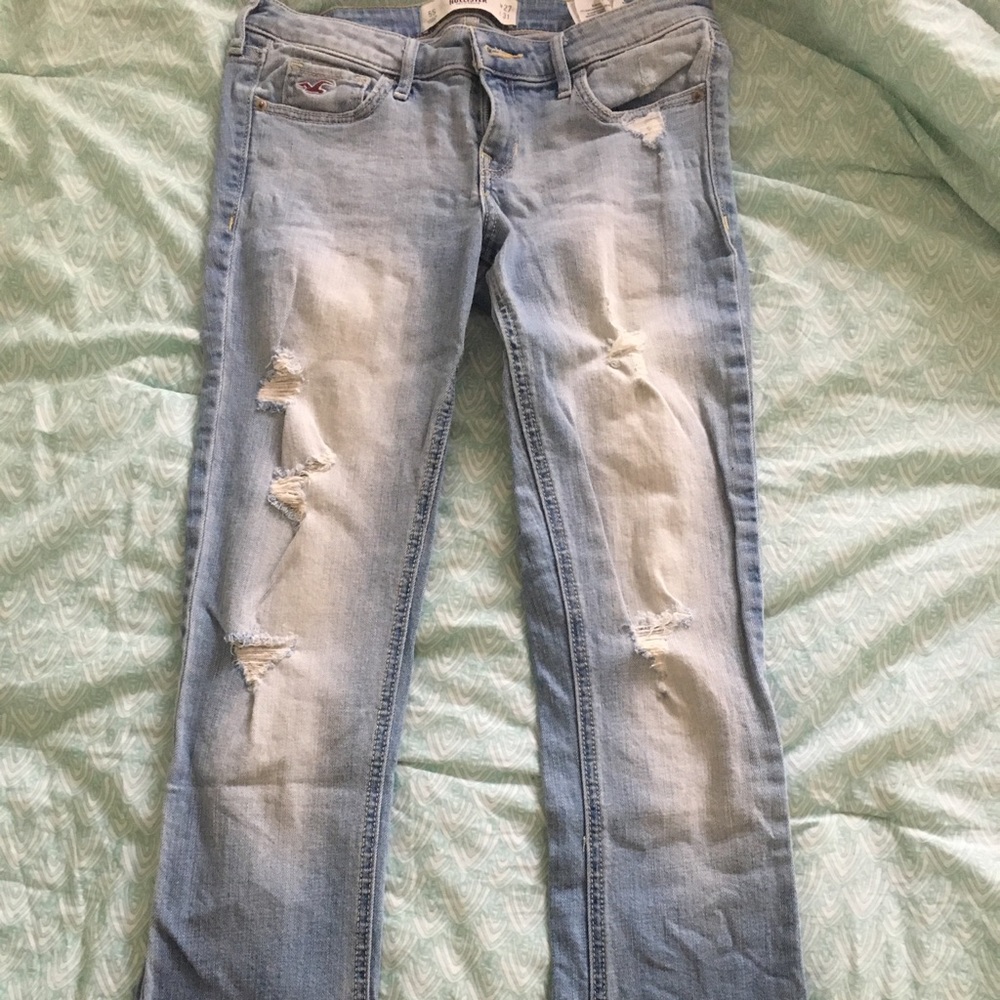 Light wash, lightly distressed jeans - Hollister